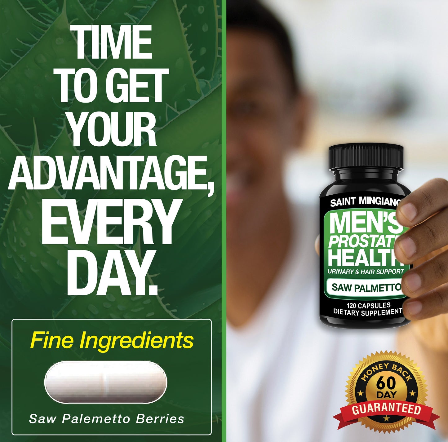 Men's Prostate Health - 120 Capsules of Advanced Prostate Supplements for Men with Saw Palmetto - Renee Lane Company