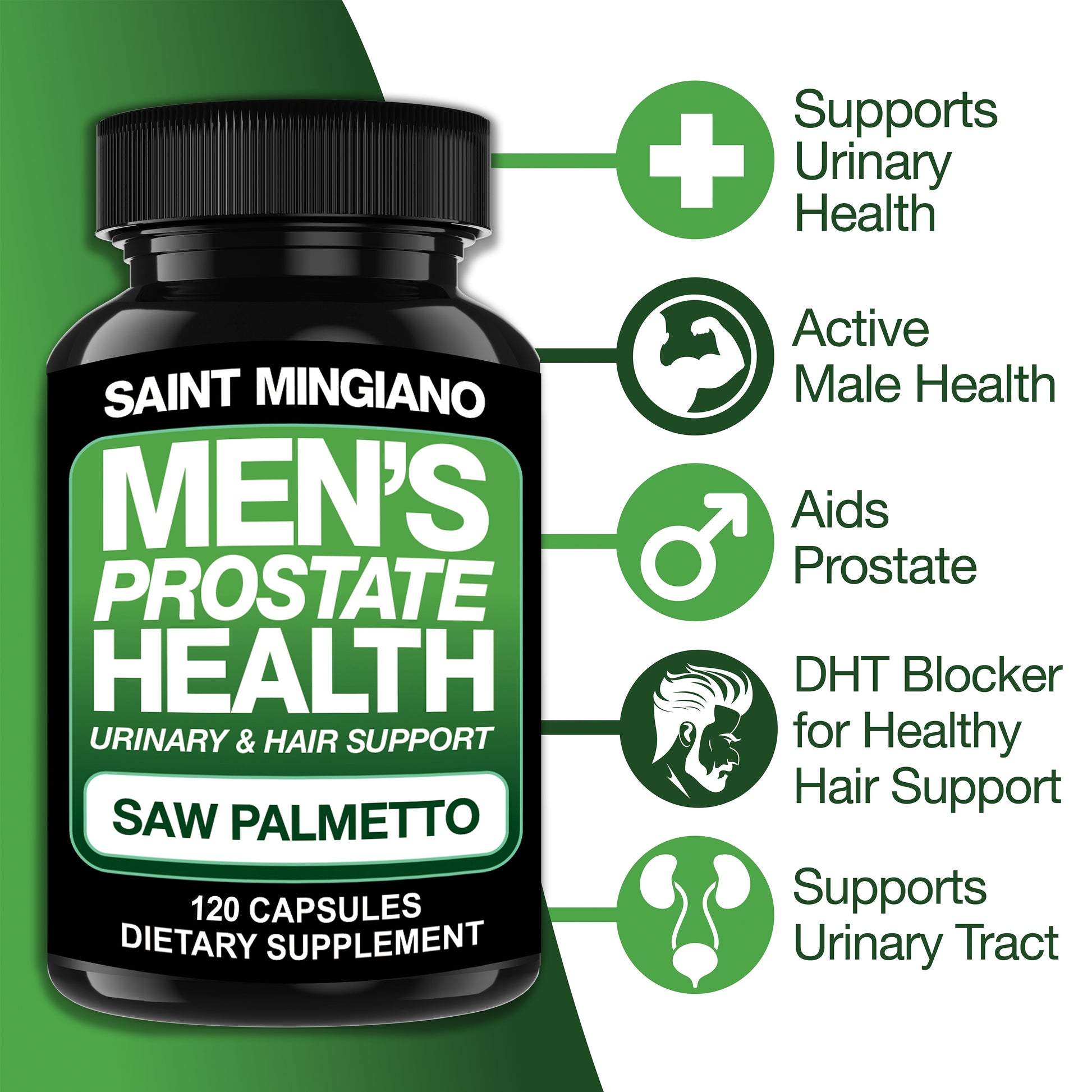 Men's Prostate Health - 120 Capsules of Advanced Prostate Supplements for Men with Saw Palmetto - Renee Lane Company