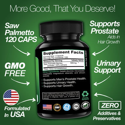 Men's Prostate Health - 120 Capsules of Advanced Prostate Supplements for Men with Saw Palmetto - Renee Lane Company