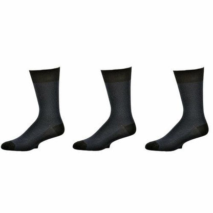 Men's Socks Dark Herringbone Design Crew 3 Pair Packs - Renee Lane Company