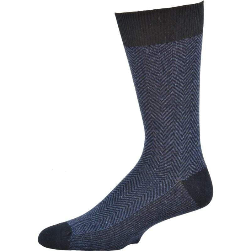 Men's Socks Dark Herringbone Design Crew 3 Pair Packs - Renee Lane Company
