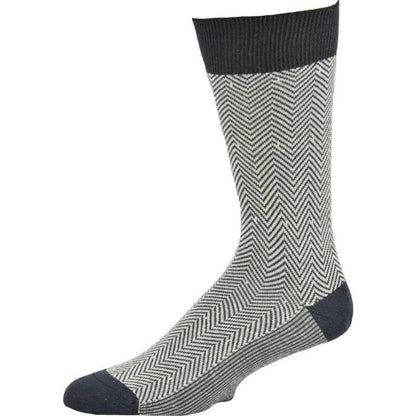 Men's Socks Dark Herringbone Design Crew 3 Pair Packs - Renee Lane Company