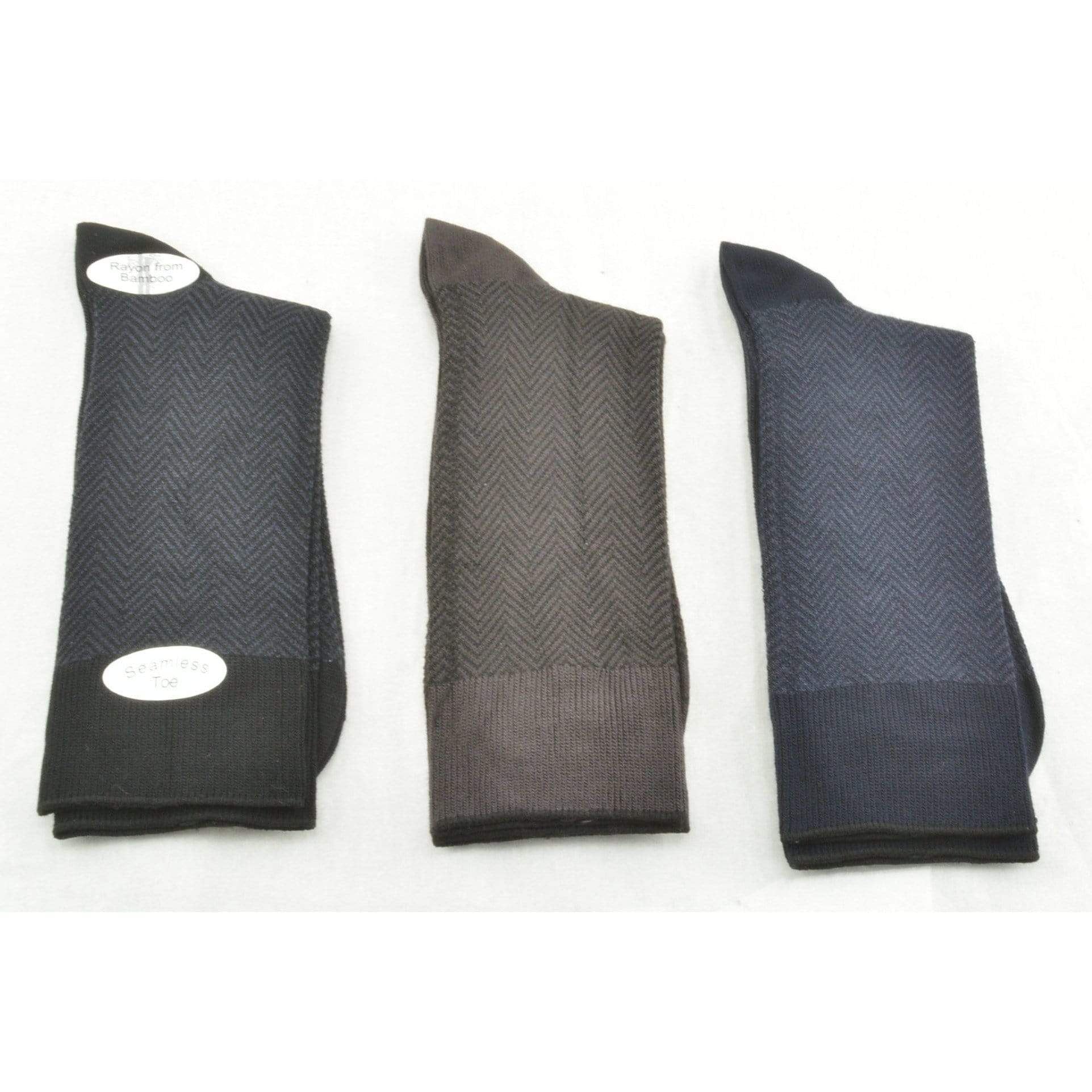 Men's Socks Dark Herringbone Design Crew 3 Pair Packs - Renee Lane Company