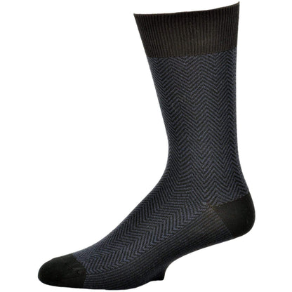 Men's Socks Dark Herringbone Design Crew 3 Pair Packs - Renee Lane Company