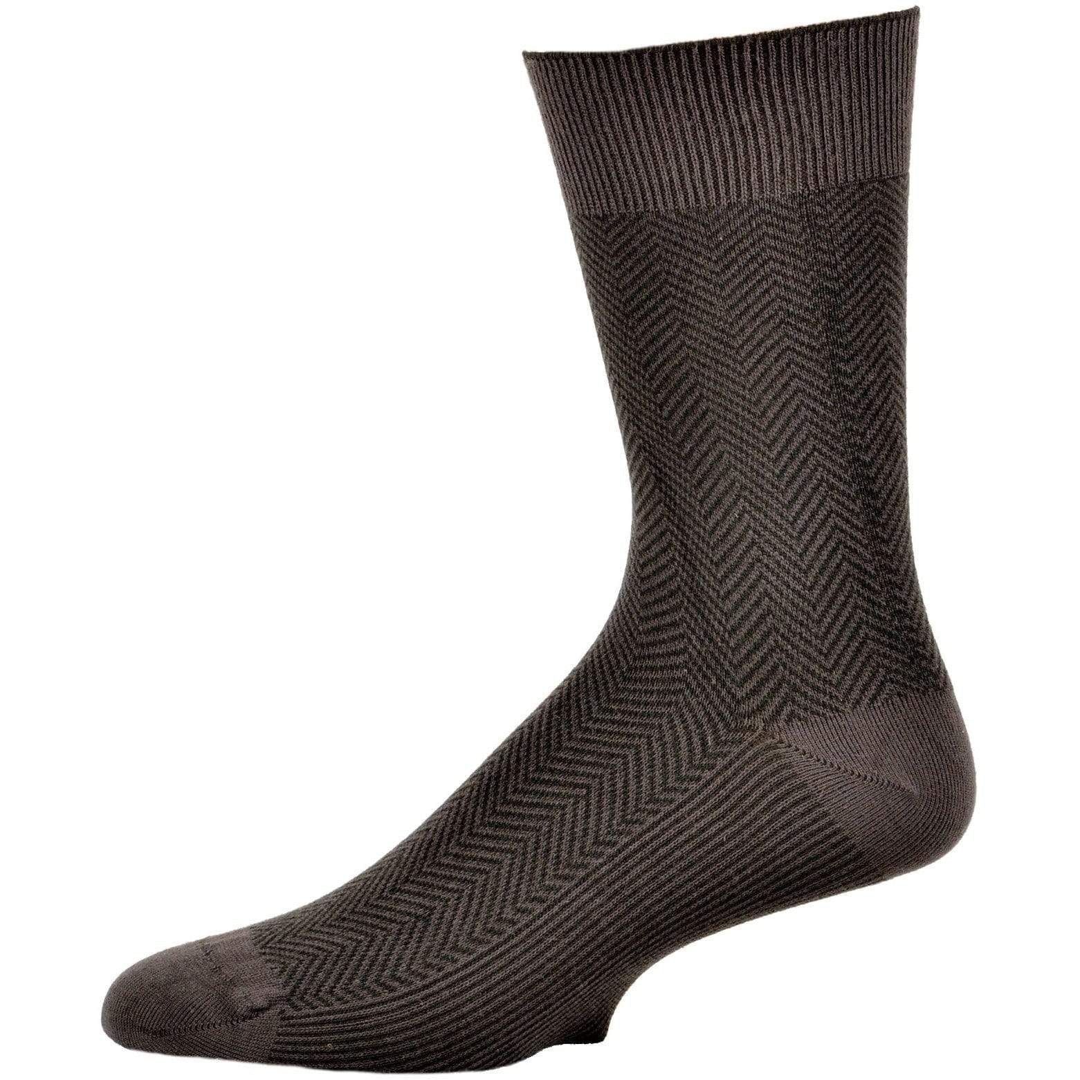 Men's Socks Dark Herringbone Design Crew 3 Pair Packs - Renee Lane Company