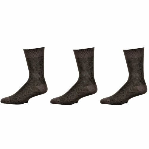 Men's Socks Dark Herringbone Design Crew 3 Pair Packs - Renee Lane Company