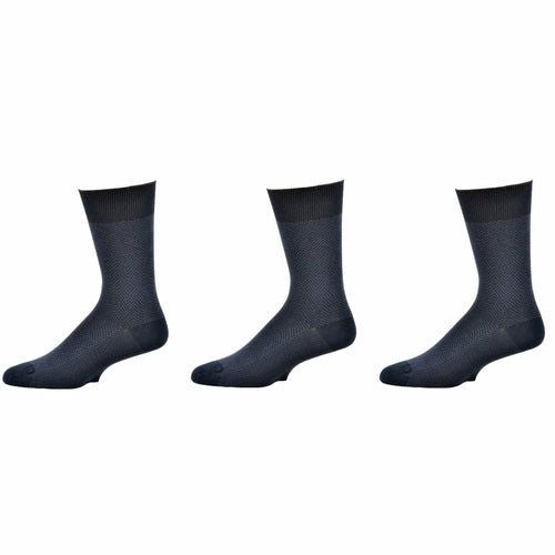 Men's Socks Dark Herringbone Design Crew 3 Pair Packs - Renee Lane Company