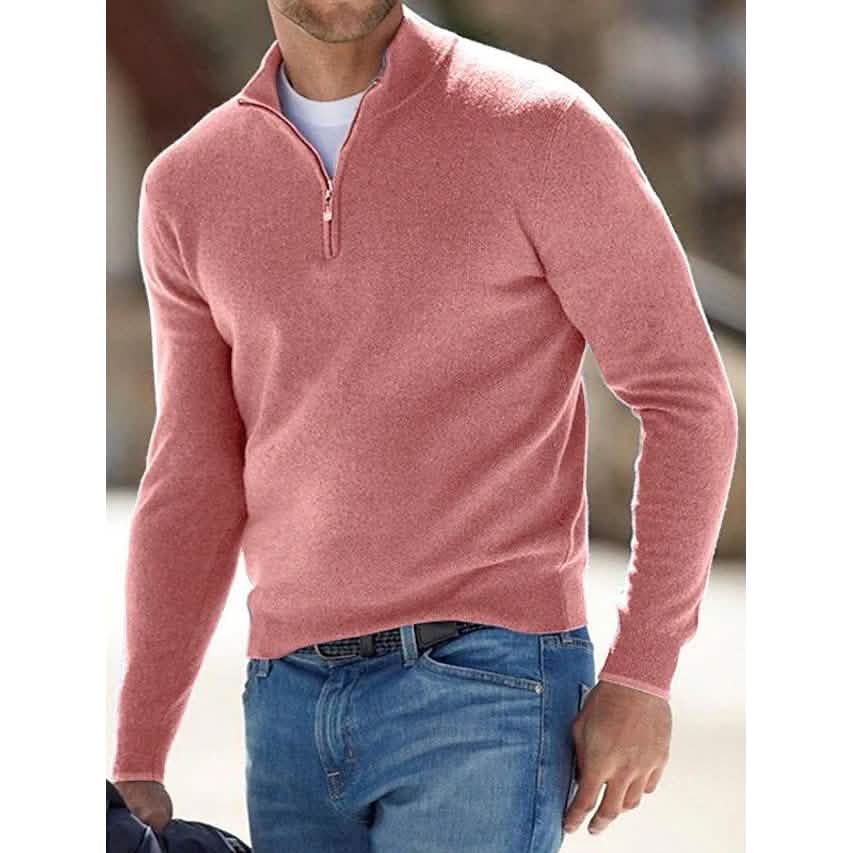 Men's Sweater Jumper Pullover Ribbed Knit Cropped Zipper Knitted Solid Color - Renee Lane Company