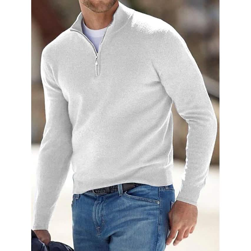 Men's Sweater Jumper Pullover Ribbed Knit Cropped Zipper Knitted Solid Color - Renee Lane Company