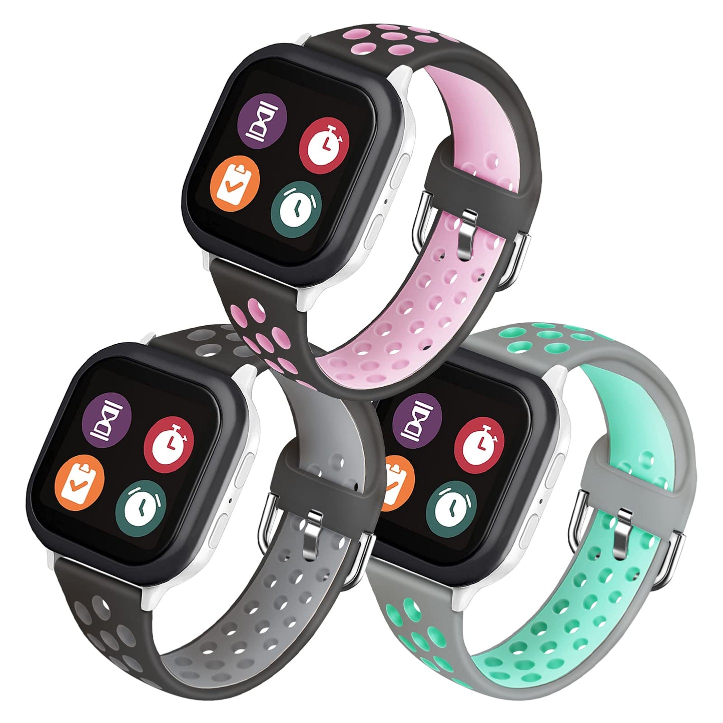 Mengudig 3 Pack Compatible with Gizmo Watch Band Replacement Gabb Watch Bands Syncup Kids Watch BandBreathable Soft Silicone Watch Bands for Kids Verizon Gizmo Watch 3 2 1 - Renee Lane Company