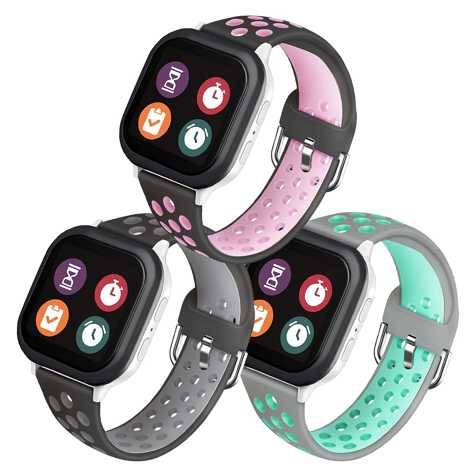 Mengudig 3 Pack Compatible with Gizmo Watch Band Replacement Gabb Watch Bands Syncup Kids Watch BandBreathable Soft Silicone Watch Bands for Kids Verizon Gizmo Watch 3 2 1 - Renee Lane Company