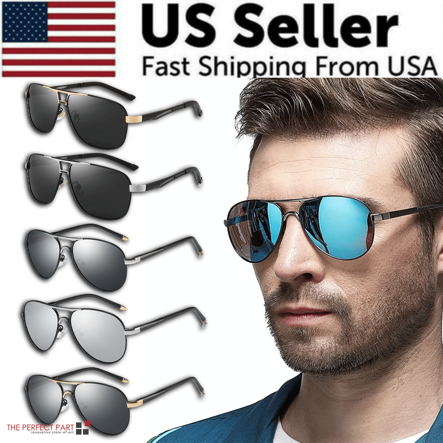 Mens Polarized Pilot Sunglasses Outdoor Driving UV400 Sun Glasses Sport Eyewear - Renee Lane Company