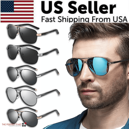 Mens Polarized Pilot Sunglasses Outdoor Driving UV400 Sun Glasses Sport Eyewear - Renee Lane Company