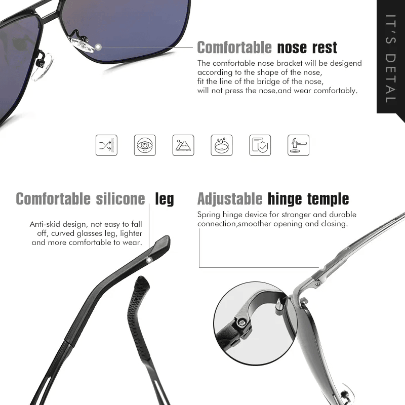 Mens Polarized Pilot Sunglasses Outdoor Driving UV400 Sun Glasses Sport Eyewear - Renee Lane Company