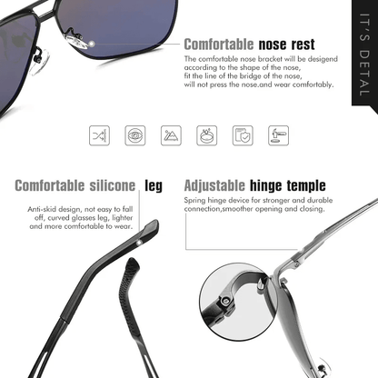 Mens Polarized Pilot Sunglasses Outdoor Driving UV400 Sun Glasses Sport Eyewear - Renee Lane Company