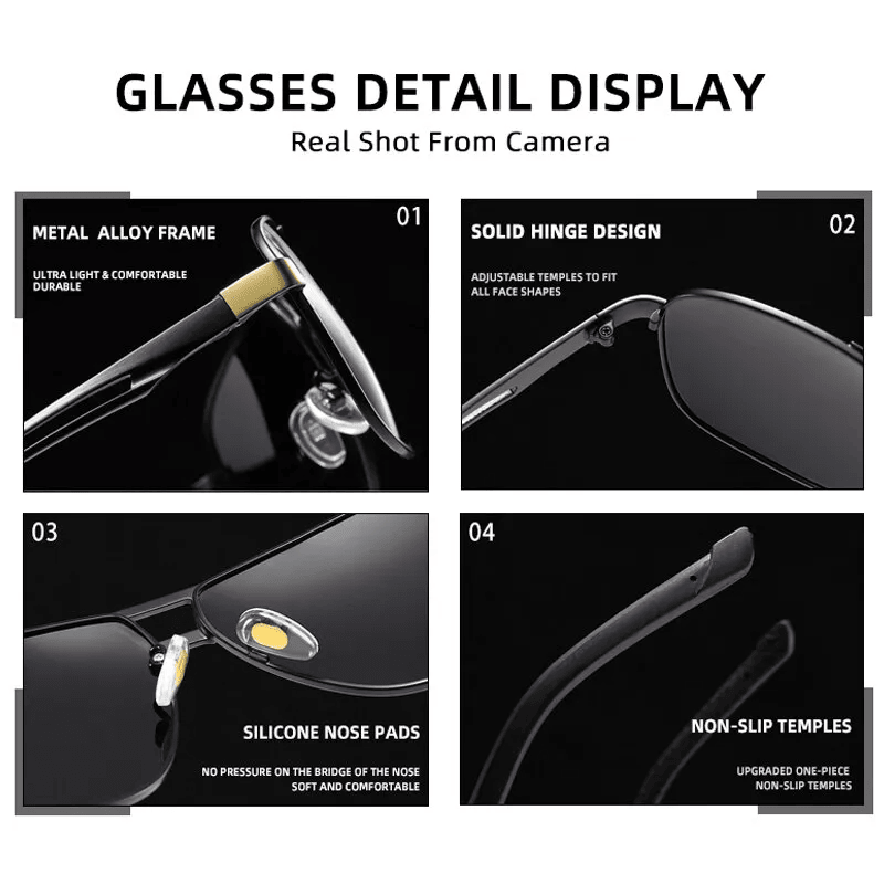 Mens Polarized Pilot Sunglasses Outdoor Driving UV400 Sun Glasses Sport Eyewear - Renee Lane Company