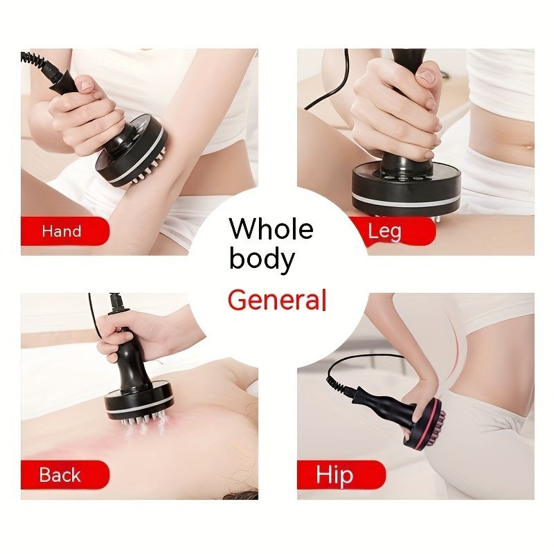 Meridian Brush, LED Red Light Heating Scraping Device Body Brush, Vibration Body Massager Scrub Brush - Black - Renee Lane Company