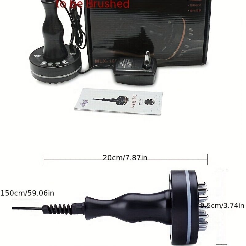 Meridian Brush, LED Red Light Heating Scraping Device Body Brush, Vibration Body Massager Scrub Brush - Black - Renee Lane Company