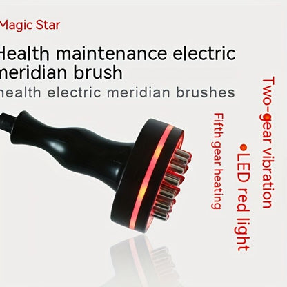 Meridian Brush, LED Red Light Heating Scraping Device Body Brush, Vibration Body Massager Scrub Brush - Black - Renee Lane Company