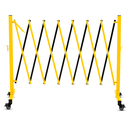 Metal Expandable Barricade,Folding Security Gate Safety Barrier with Casters,Mobile Barrier Gate, Adjustable Traffic Fence for Road Construction, Traffic Control,Cordon,Pool,Yellow Black - Renee Lane Company