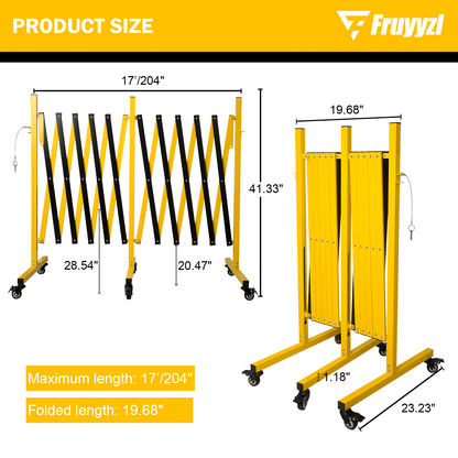 Metal Expandable Barricade,Folding Security Gate Safety Barrier with Casters,Mobile Barrier Gate, Adjustable Traffic Fence for Road Construction, Traffic Control,Cordon,Pool,Yellow Black - Renee Lane Company