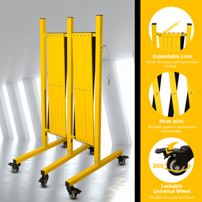 Metal Expandable Barricade,Folding Security Gate Safety Barrier with Casters,Mobile Barrier Gate, Adjustable Traffic Fence for Road Construction, Traffic Control,Cordon,Pool,Yellow Black - Renee Lane Company