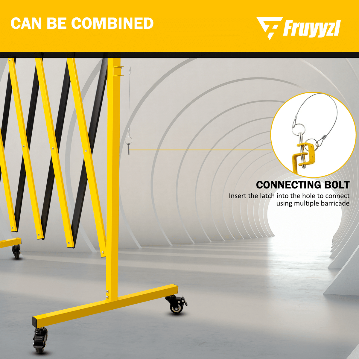 Metal Expandable Barricade,Folding Security Gate Safety Barrier with Casters,Mobile Barrier Gate, Adjustable Traffic Fence for Road Construction, Traffic Control,Cordon,Pool,Yellow Black - Renee Lane Company