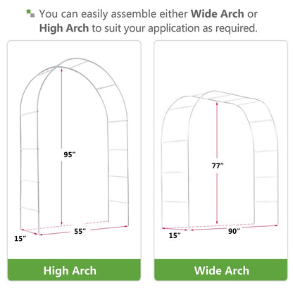 Metal Garden Arch Trellis,Adjustable Arbor Trellis,White - Renee Lane Company