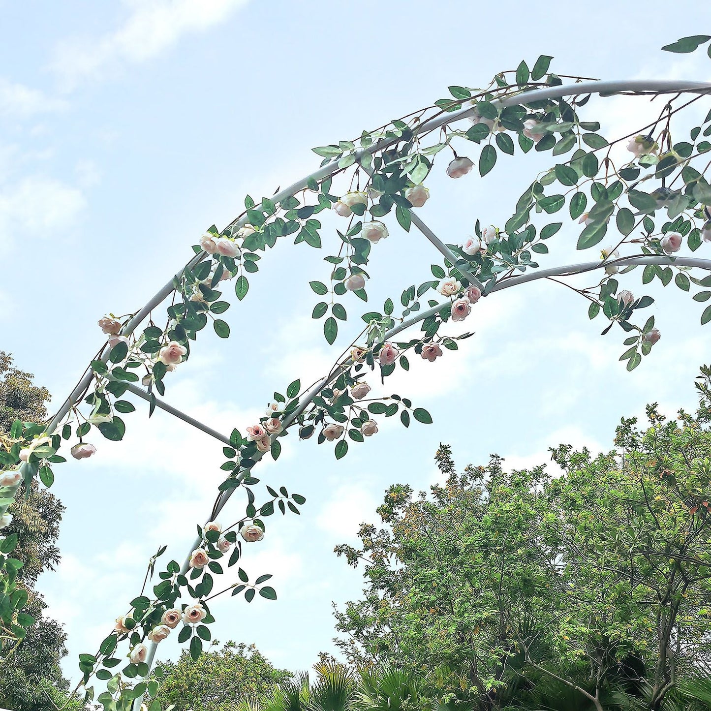 Metal Garden Arch Trellis,Adjustable Arbor Trellis,White - Renee Lane Company