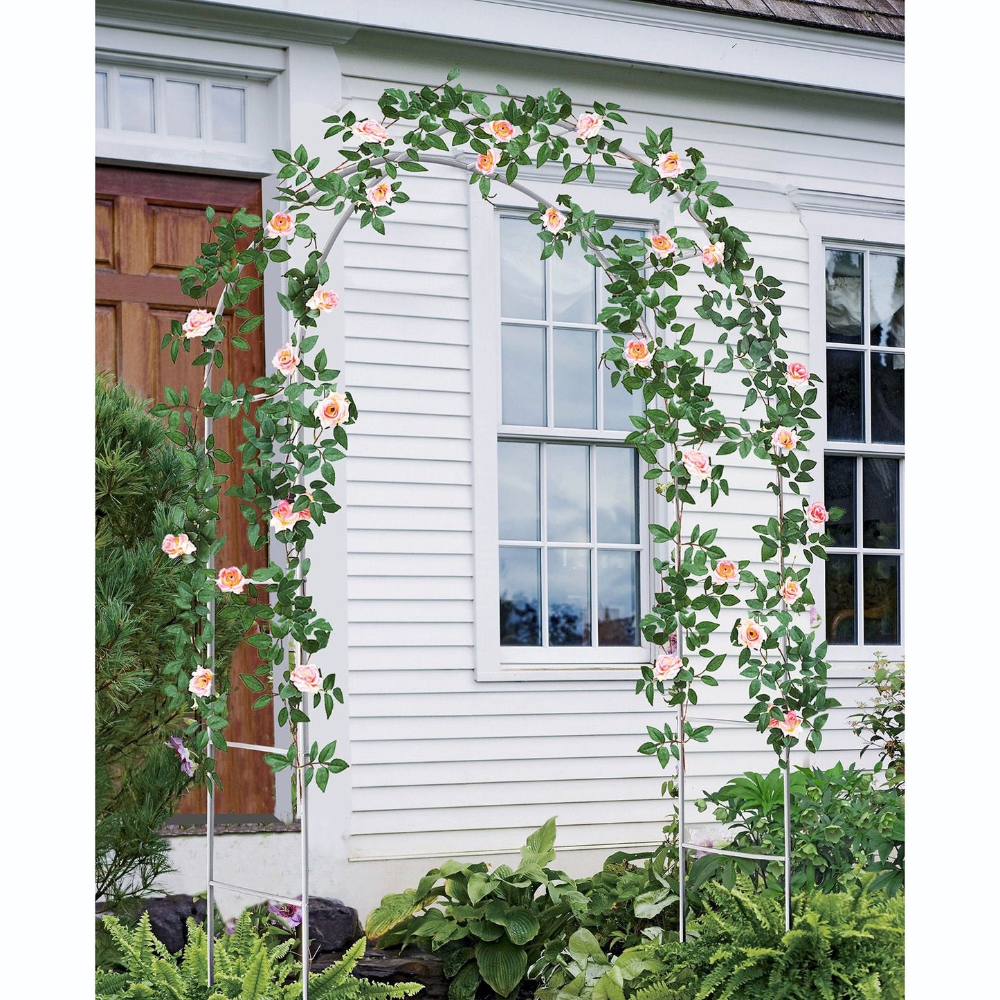 Metal Garden Arch Trellis,Adjustable Arbor Trellis,White - Renee Lane Company