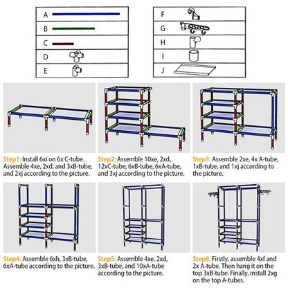 Metal Garment Rack Shoe Clothing Organizer Shelves Freestanding Multifunctional Clothes Wardrobe - Renee Lane Company