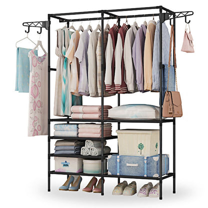 Metal Garment Rack Shoe Clothing Organizer Shelves Freestanding Multifunctional Clothes Wardrobe - Renee Lane Company