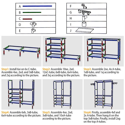 Metal Garment Rack Shoe Clothing Organizer Shelves Freestanding Multifunctional Clothes Wardrobe - Renee Lane Company