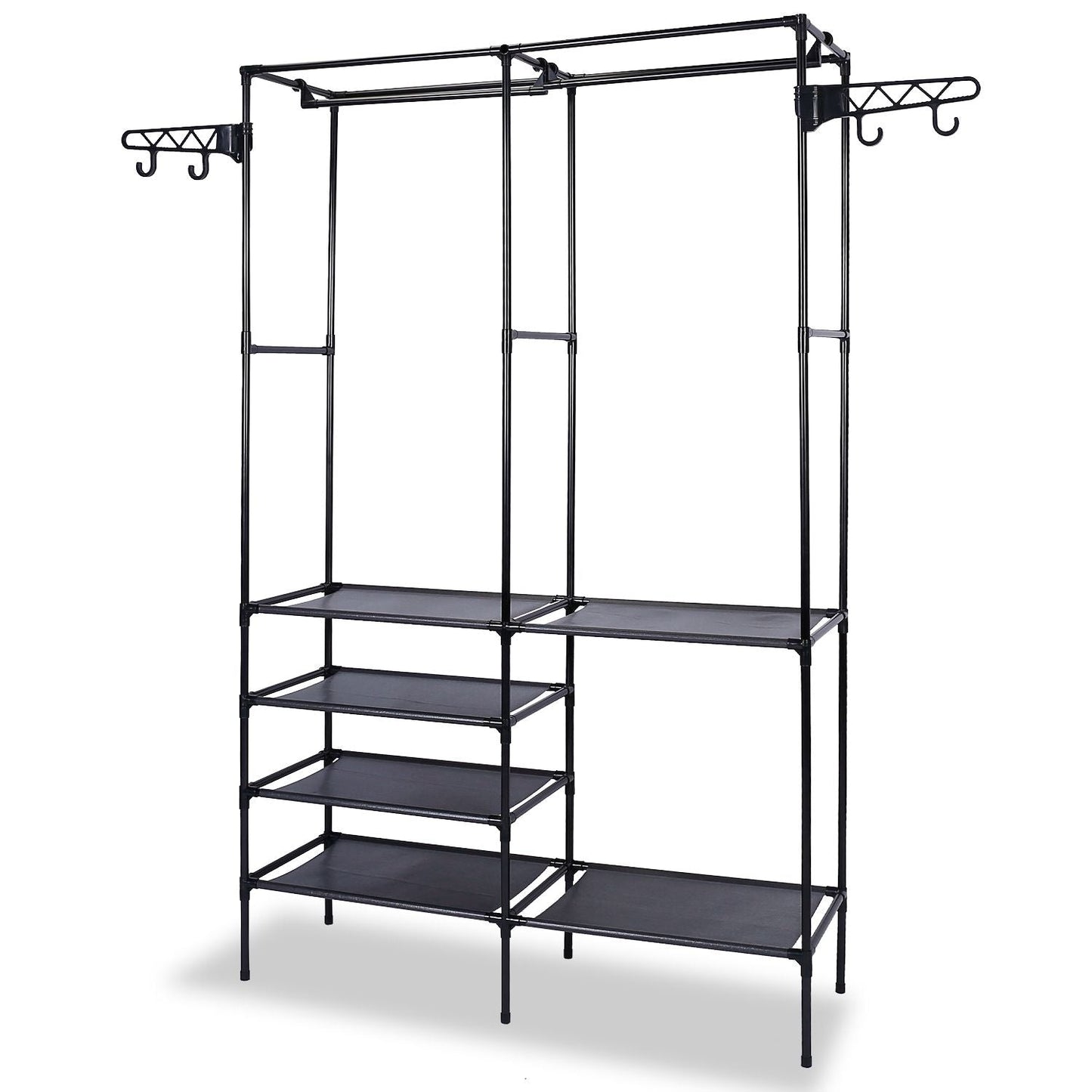 Metal Garment Rack Shoe Clothing Organizer Shelves Freestanding Multifunctional Clothes Wardrobe - Renee Lane Company