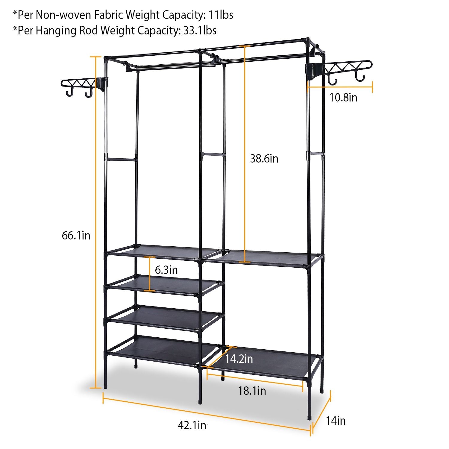 Metal Garment Rack Shoe Clothing Organizer Shelves Freestanding Multifunctional Clothes Wardrobe - Renee Lane Company
