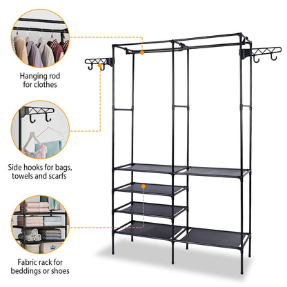 Metal Garment Rack Shoe Clothing Organizer Shelves Freestanding Multifunctional Clothes Wardrobe - Renee Lane Company