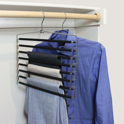 Metal Hanger 8 Tier Swing Arm | Space Saving Clothing Hangers with Foam Padding, Removable Arms, Alloy Steel Construction for Durability - Renee Lane Company