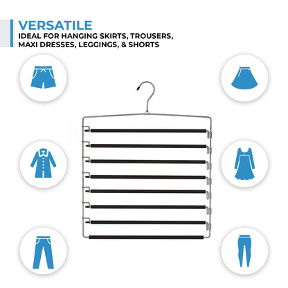 Metal Hanger 8 Tier Swing Arm | Space Saving Clothing Hangers with Foam Padding, Removable Arms, Alloy Steel Construction for Durability - Renee Lane Company
