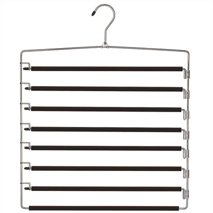 Metal Hanger 8 Tier Swing Arm | Space Saving Clothing Hangers with Foam Padding, Removable Arms, Alloy Steel Construction for Durability - Renee Lane Company