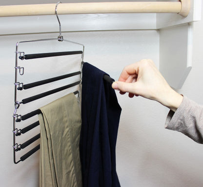 Metal Hanger Space Saving for Closet Organization | Heavy Duty Foam Padding, Non-Slip & Removable Trouser Bar for Convenient Functionality - Renee Lane Company