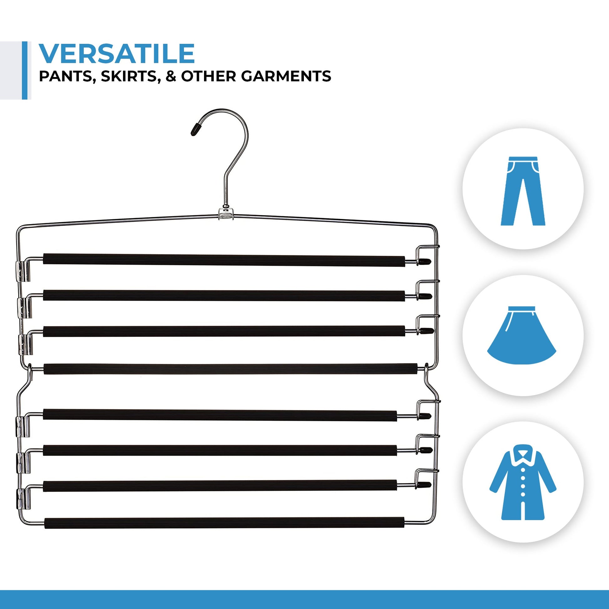 Metal Hanger Space Saving for Closet Organization | Heavy Duty Foam Padding, Non-Slip & Removable Trouser Bar for Convenient Functionality - Renee Lane Company