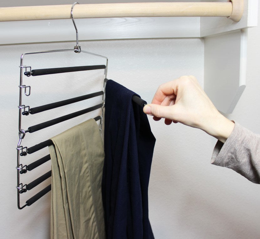 Metal Hanger Space Saving for Closet Organization | Heavy Duty Foam Padding, Non-Slip & Removable Trouser Bar for Convenient Functionality - Renee Lane Company