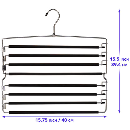 Metal Hanger Space Saving for Closet Organization | Heavy Duty Foam Padding, Non-Slip & Removable Trouser Bar for Convenient Functionality - Renee Lane Company