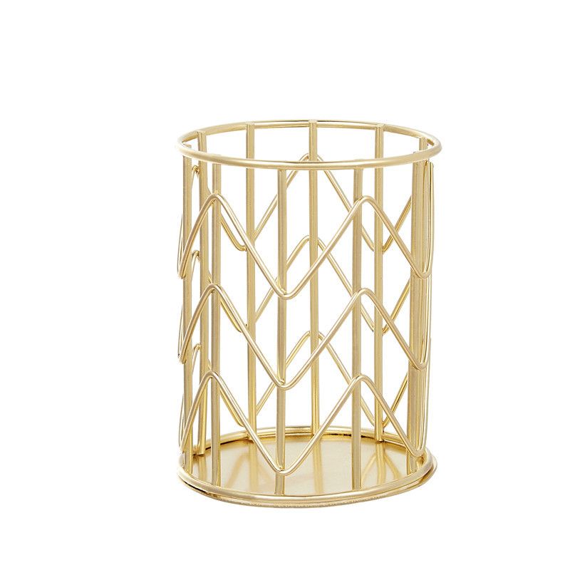 Metal Iron Penholder Office Storage And Sorting Basket Stationery Makeup Brush Storage Bucket Multifunctional Penholder - Renee Lane Company