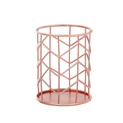 Metal Iron Penholder Office Storage And Sorting Basket Stationery Makeup Brush Storage Bucket Multifunctional Penholder - Renee Lane Company