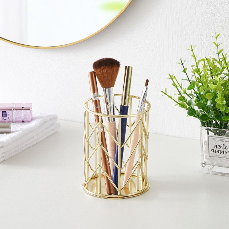 Metal Iron Penholder Office Storage And Sorting Basket Stationery Makeup Brush Storage Bucket Multifunctional Penholder - Renee Lane Company