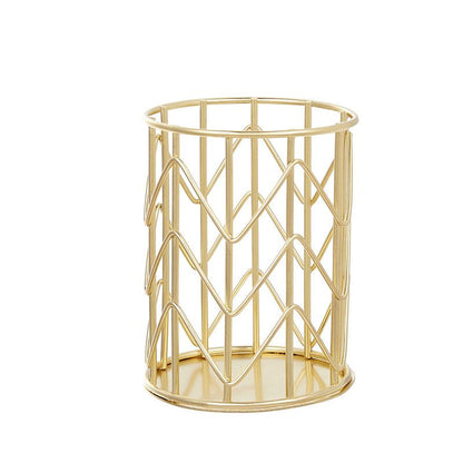 Metal Iron Penholder Office Storage And Sorting Basket Stationery Makeup Brush Storage Bucket Multifunctional Penholder - Renee Lane Company