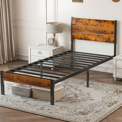 Metal Platform Bed Frame - Mattress Foundation with Headboard and and Footboard, No Box Spring Needed with 800LBS Sturdy Wooden Slats Support - Renee Lane Company