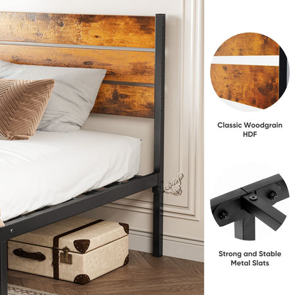 Metal Platform Bed Frame - Mattress Foundation with Headboard and and Footboard, No Box Spring Needed with 800LBS Sturdy Wooden Slats Support - Renee Lane Company