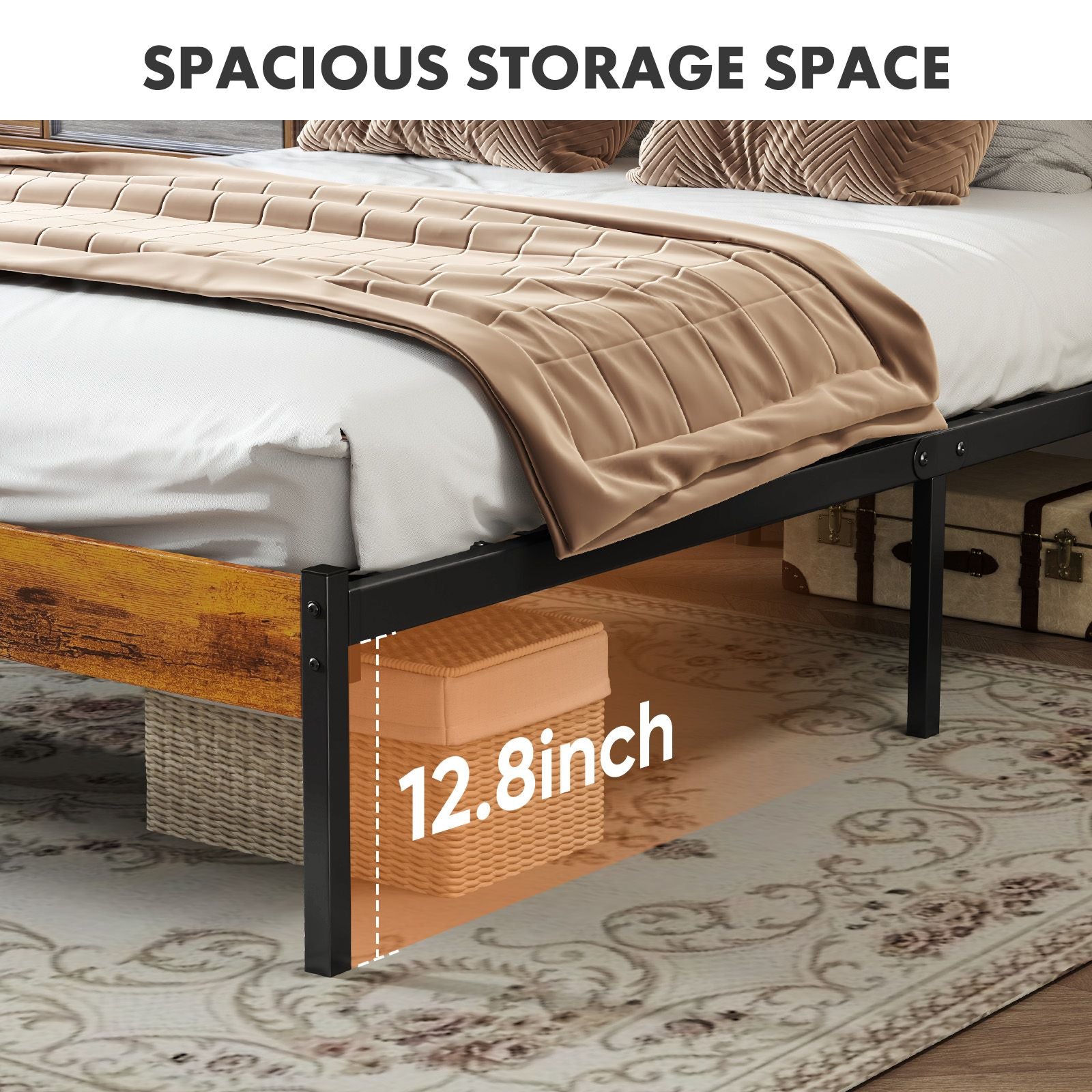 Metal Platform Bed Frame - Mattress Foundation with Headboard and and Footboard, No Box Spring Needed with 800LBS Sturdy Wooden Slats Support - Renee Lane Company